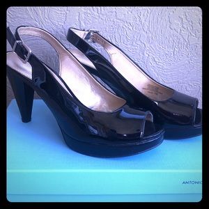 Antonio Melanie Black Peep Toe Heels